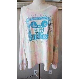 Walt Disney‎ World Pink Tie Dye Pullover Lounge Sweatshirt Women Size XL Epcot